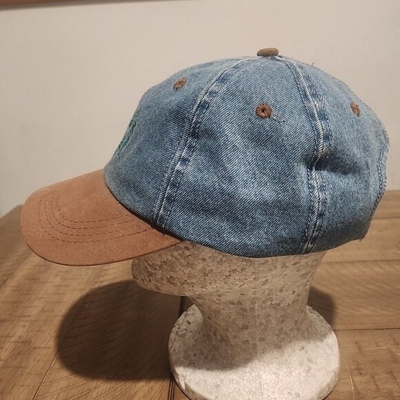 Florida's Natural Denim Hat Cap Brown Suede Brim Embroidered Logo Strapback - Picture 2 of 7